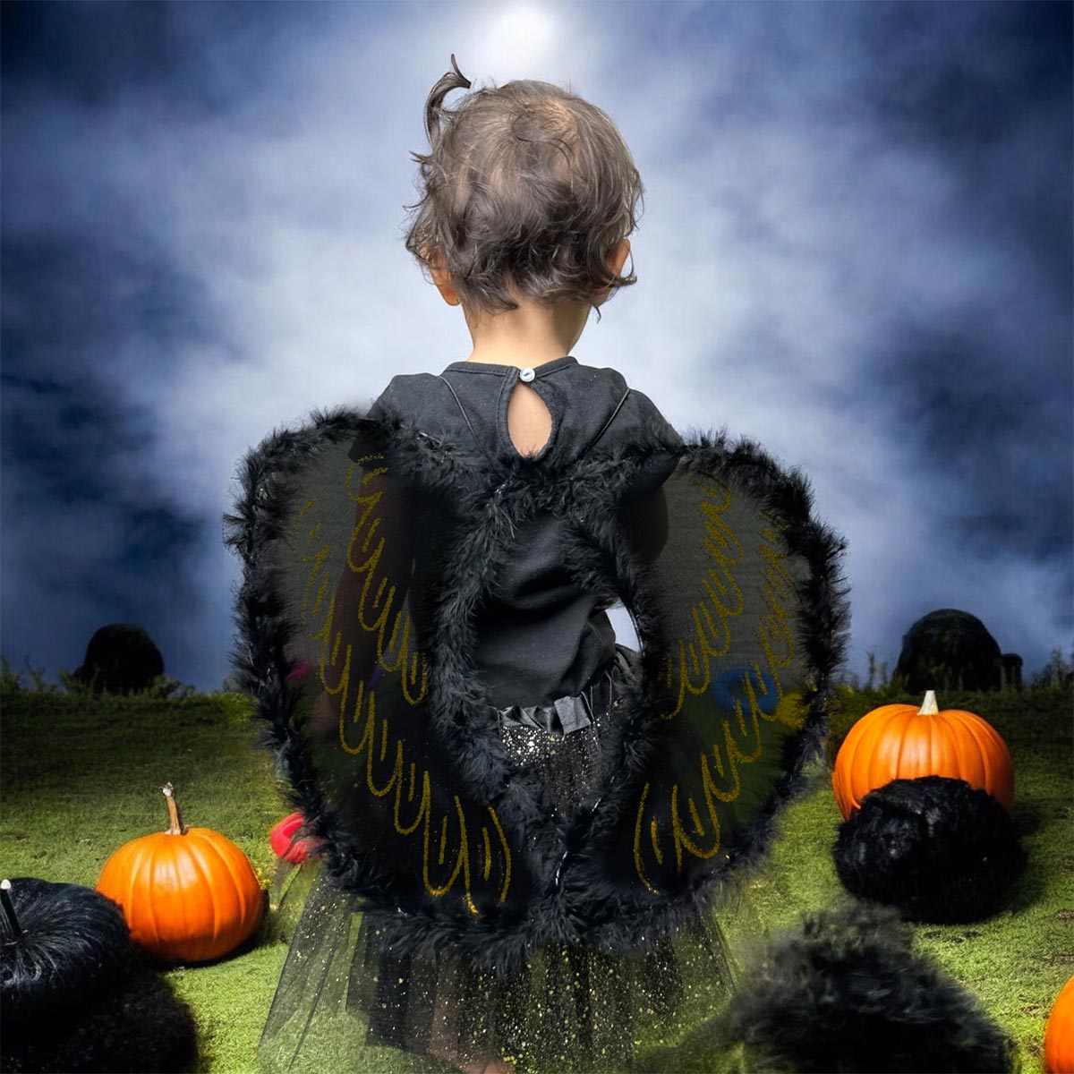 Disfraz Ángel Negro 🖤 + Alas + Tutu | Oferta Halloween + Envío Gratis