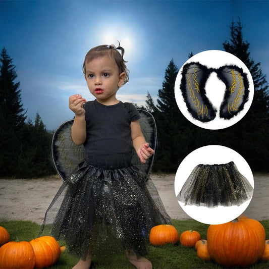 Disfraz Ángel Negro 🖤 + Alas + Tutu | Oferta Halloween + Envío Gratis